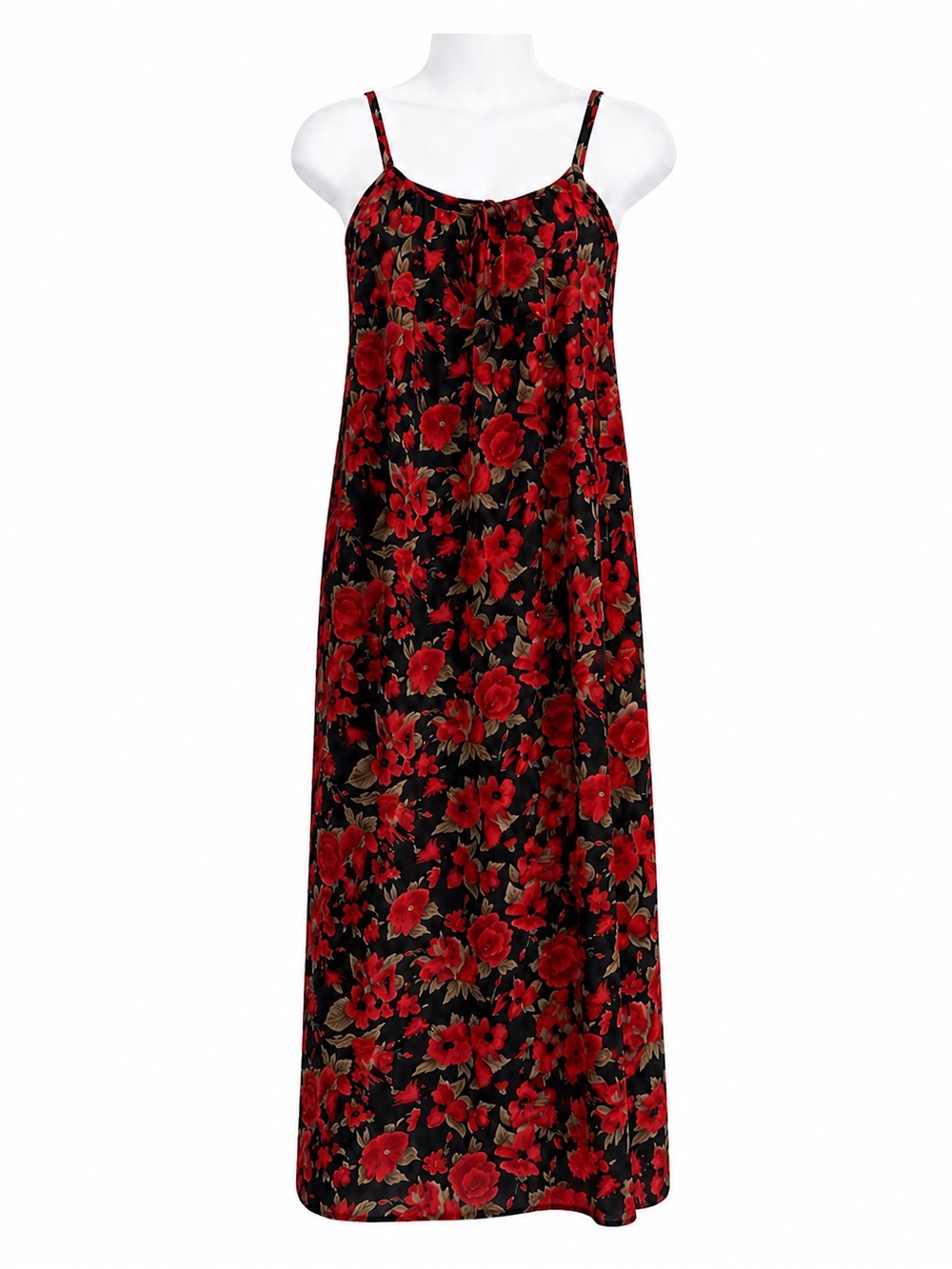 Size L Premiere Collection Vintage Y2K Ditsy Floral Maxi Dress Black Red